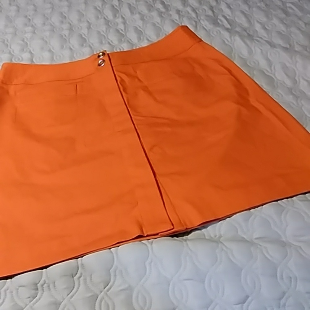 Talbots Pumpkin Spice Cotton Button Up Skirt